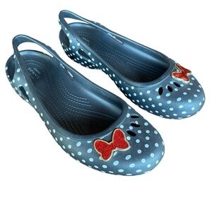Crocs Kadee women’s limited edition sold out polka dot Minnie Mouse flats size 9